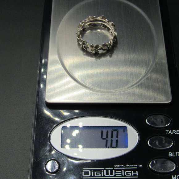 Size 8 Sterling Silver Rustic Multiple Flower Band - Picture 7 of 7